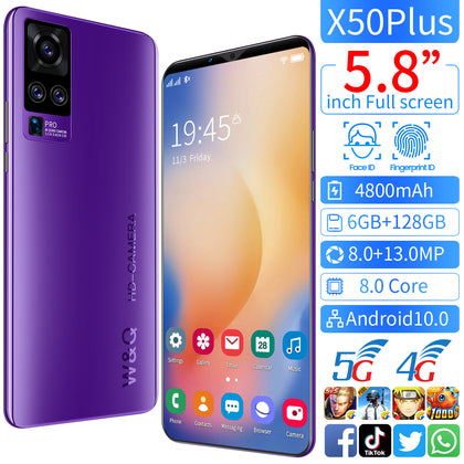 X50 plus 6GB+128GB 5.8 بوصة هاتف ذكي خلوي يعمل بنظام Android غير مقفل 