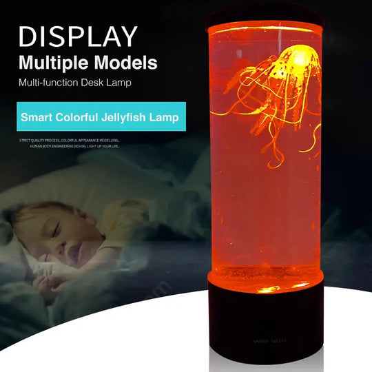 LED Tower Fantasy Jellyfish Lamp With Remote Control Lilac Milo