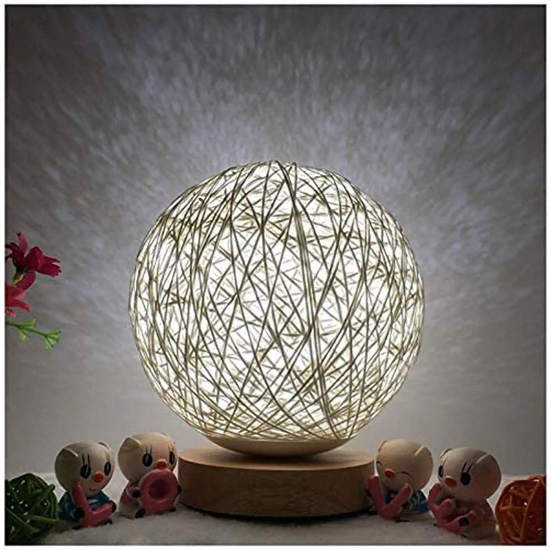 Wood Table Lamp Wood Decorative Bedside Moon Lamp USB Charger - Shakefav.com