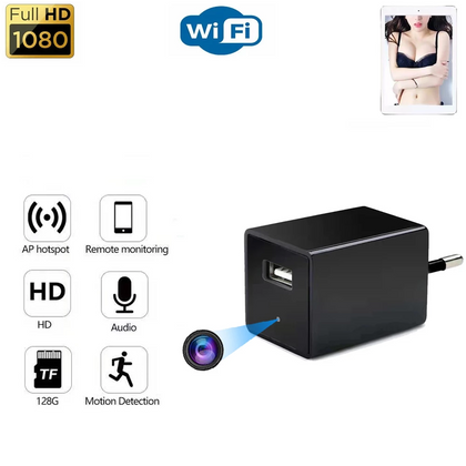 HD 1080P WIFI شاحن USB كاميرا تجسس صغيرة مخفية