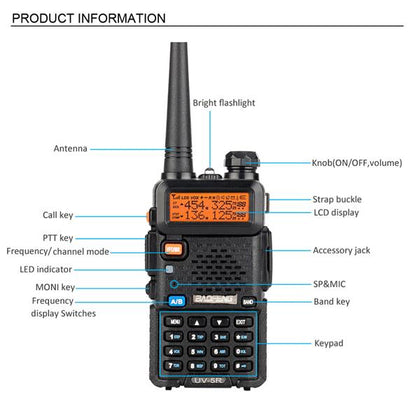 جهاز اتصال لاسلكي BAOFENG بشاشة 1.5 بوصة LCD 136-174/200-260/400-520 ميجا هرتز 