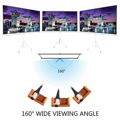 Rideau d'écran de projecteur portatif avec trépied HD 84 pouces 16:9 