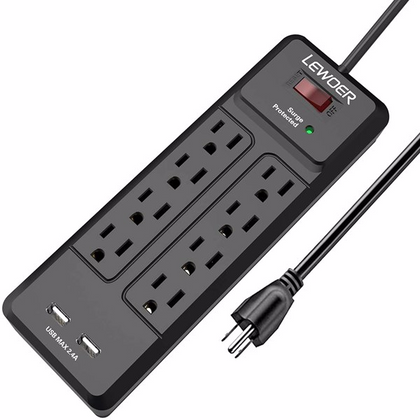 8 منافذ تيار متردد و2 قطاع طاقة لمنافذ شحن USB