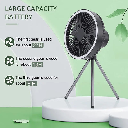 Portable Fan Outdoor Camping Tripod Desktop Fan With Led Light Lilac Milo