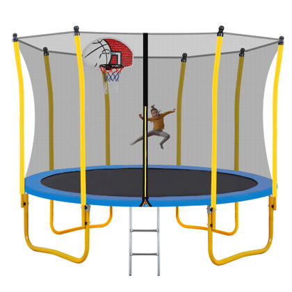 Trampoline de 12 pieds pour enfants avec panier de basket-ball avec filet de sécurité