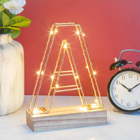 Light Up Letter A Wire Frame Copper Rose Gold Alphabet Light Coffee Hemera