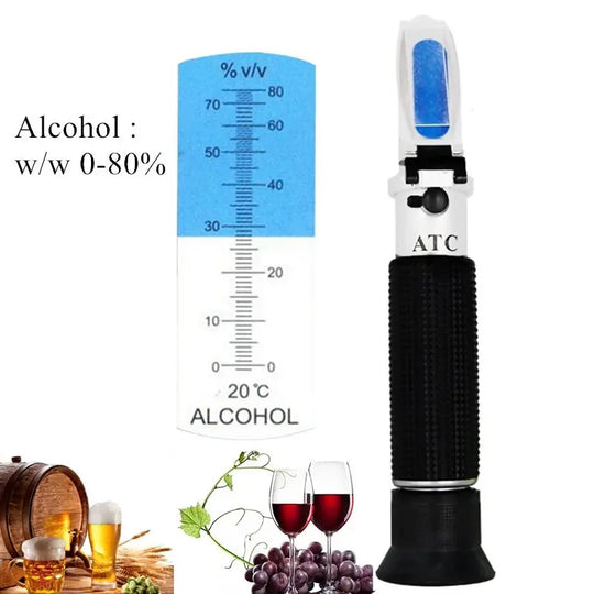 Alcohol Refractometer ATC Liquor Tester Alcoholometer 0-80% Lilac Milo