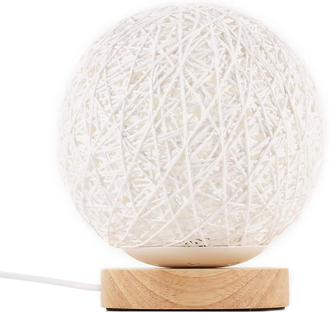 Wood Table Lamp Wood Decorative Bedside Moon Lamp USB Charger - Shakefav.com