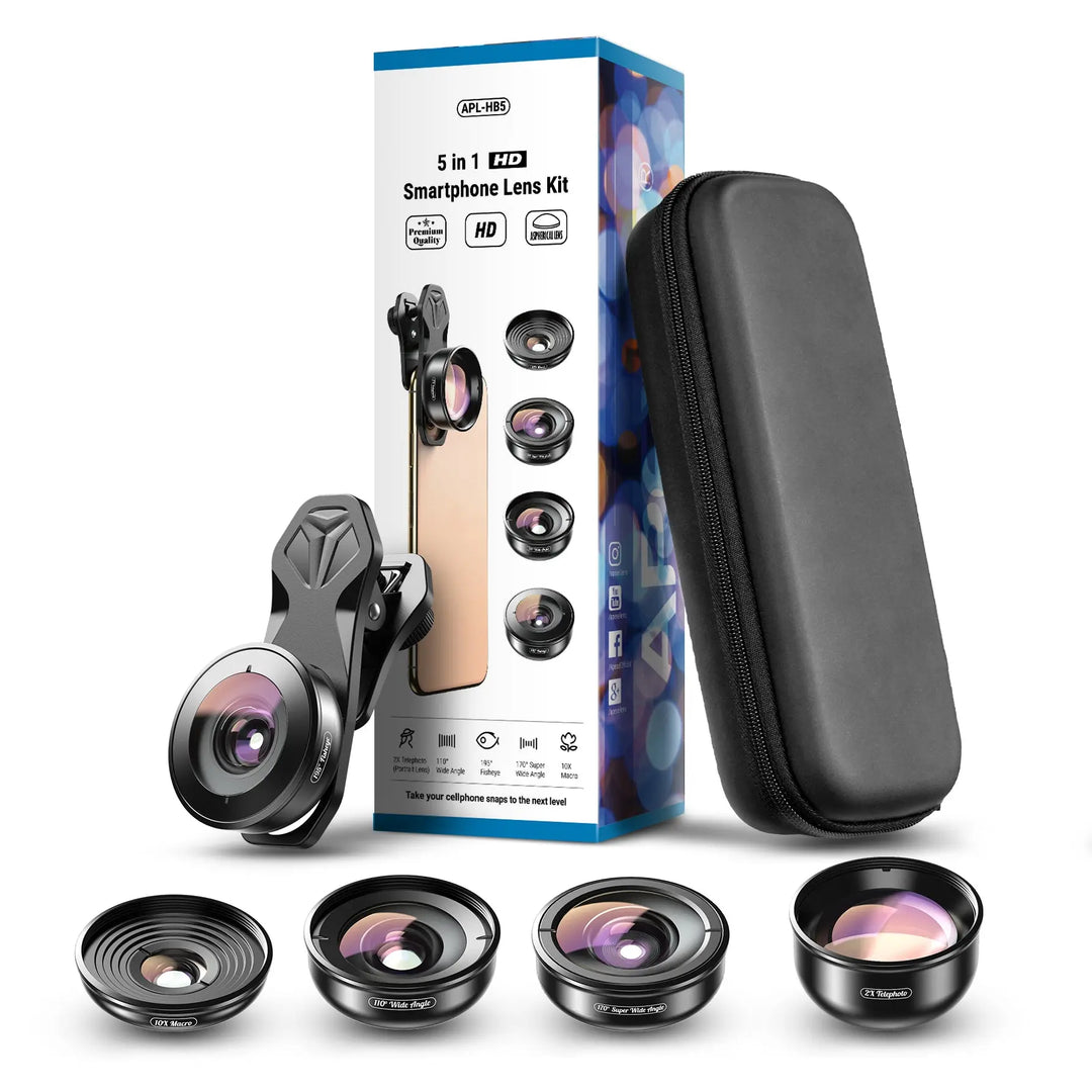 Apexel 4K HD Mobile Phone 5-in-1 Camera Lens Kit - Shakefav.com