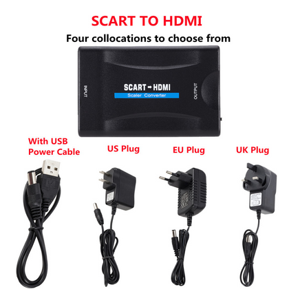 محول 1080P SCART إلى HDMI متوافق مع الصوت والفيديو الراقي