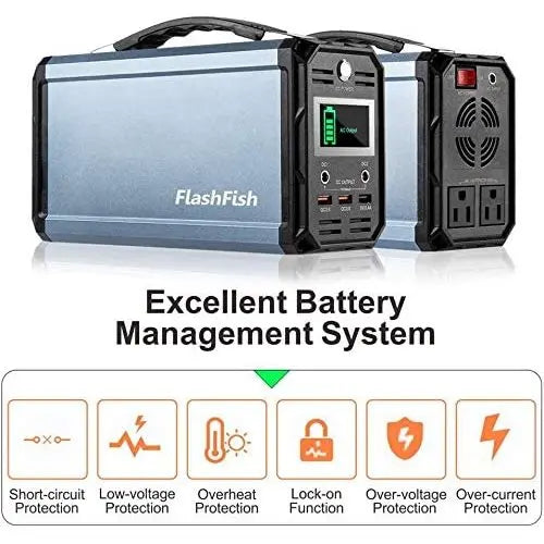 FlashFish 300W Solar Generator 60000mAh Portable Power Station Teal Simba