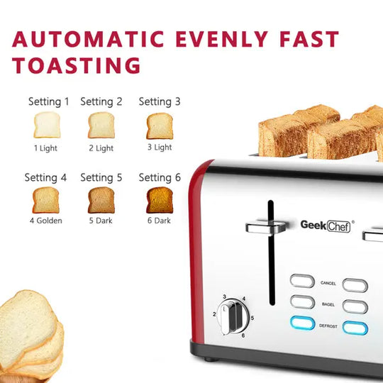 Stainless Steel Toaster Dual Control Panel for Baking Bread - Shakefav.com