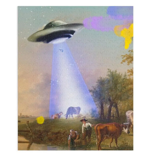 UFO Abducting Cow Jigsaw Puzzle 500-Piece - Shakefav.com