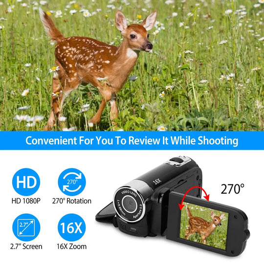 2.7in 16X Zoom DV Camera HD 1080P Digital Video Camcorder Lilac Milo