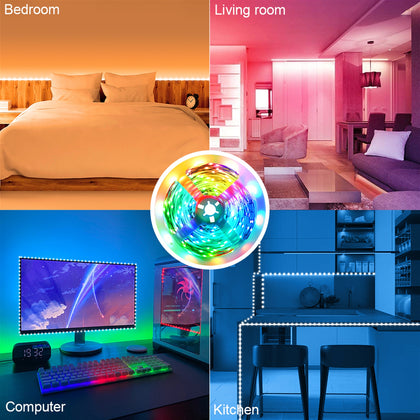 شريط إضاءة 150-LED SMD3528 24W RGB IR44 مع جهاز تحكم عن بعد بالأشعة تحت الحمراء 