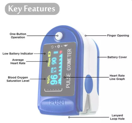 Pulse Fingertip Oximeter Blood Oxygen SpO2 Monitor Battery Included