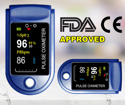 مقياس التأكسج النبضي بأطراف الإصبع وجهاز مراقبة الأكسجين في الدم SpO2 مزود ببطارية