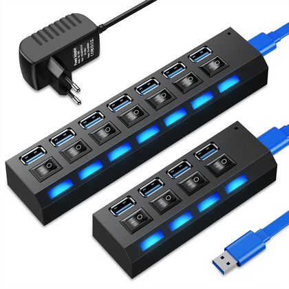 Hub USB Hub 3.0 مقسم USB متعدد 4/7 منافذ موسع متعدد