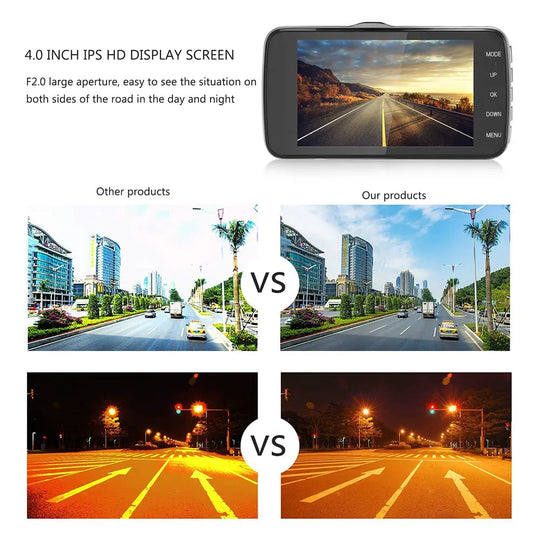 4" Dual Lens 1080P FHD 1.0MP Dash Camera Car DVR - Shakefav.com