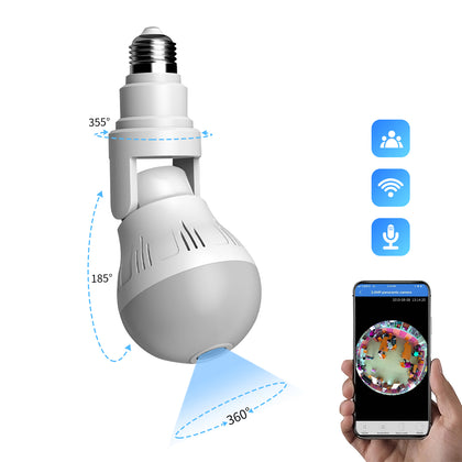 Ampoule de caméra panoramique Wifi à vision nocturne 360