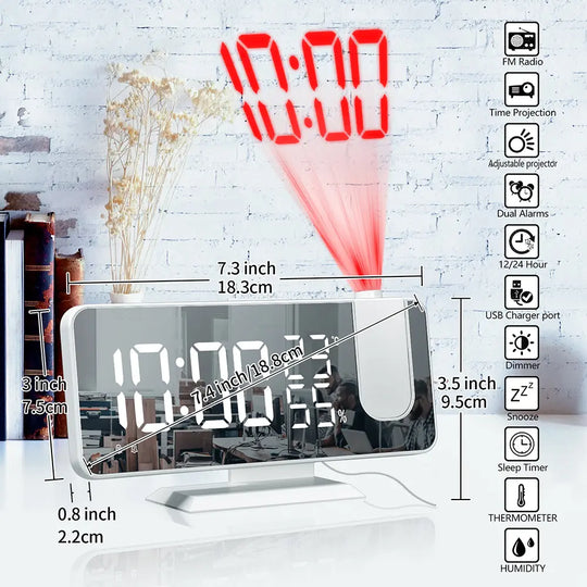 FM Radio LED Digital Smart Time Projector Alarm Clock Lilac Milo