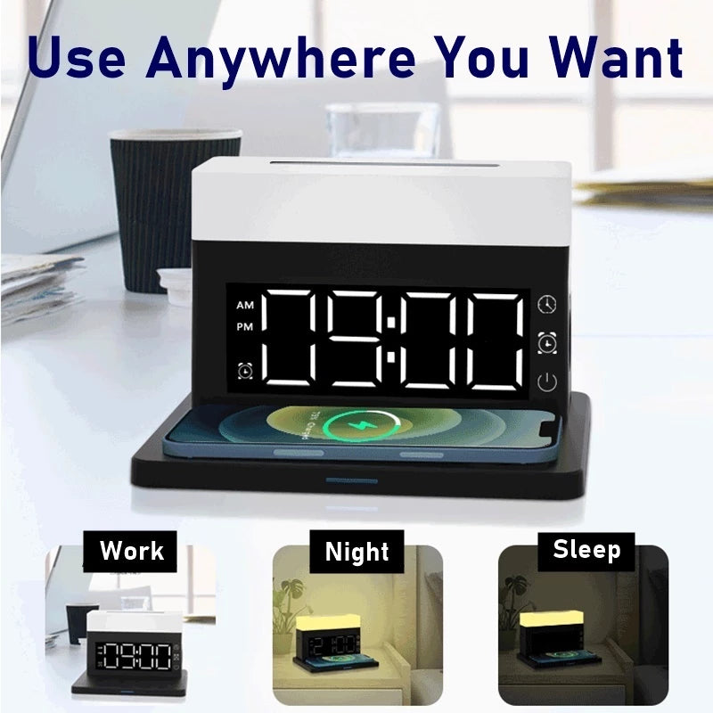 Wireless Charger For Iphone 13 12 11 XS Pro Night Light Alarm Clock Teal Simba