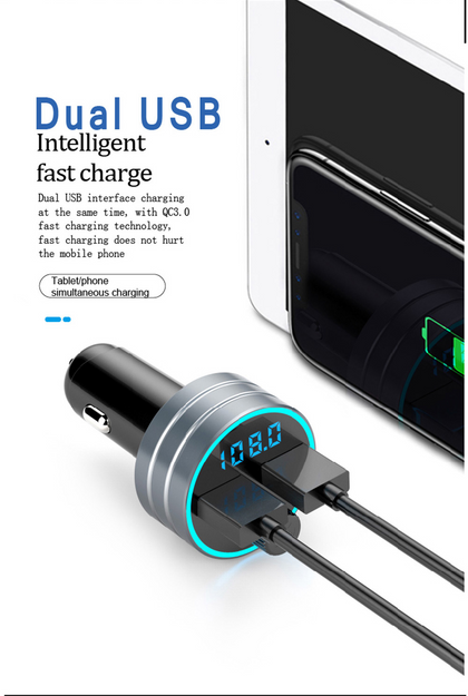 Chargeur de voiture rapide double USB QC 3.0 avec lecteur MP3 Bluetooth
