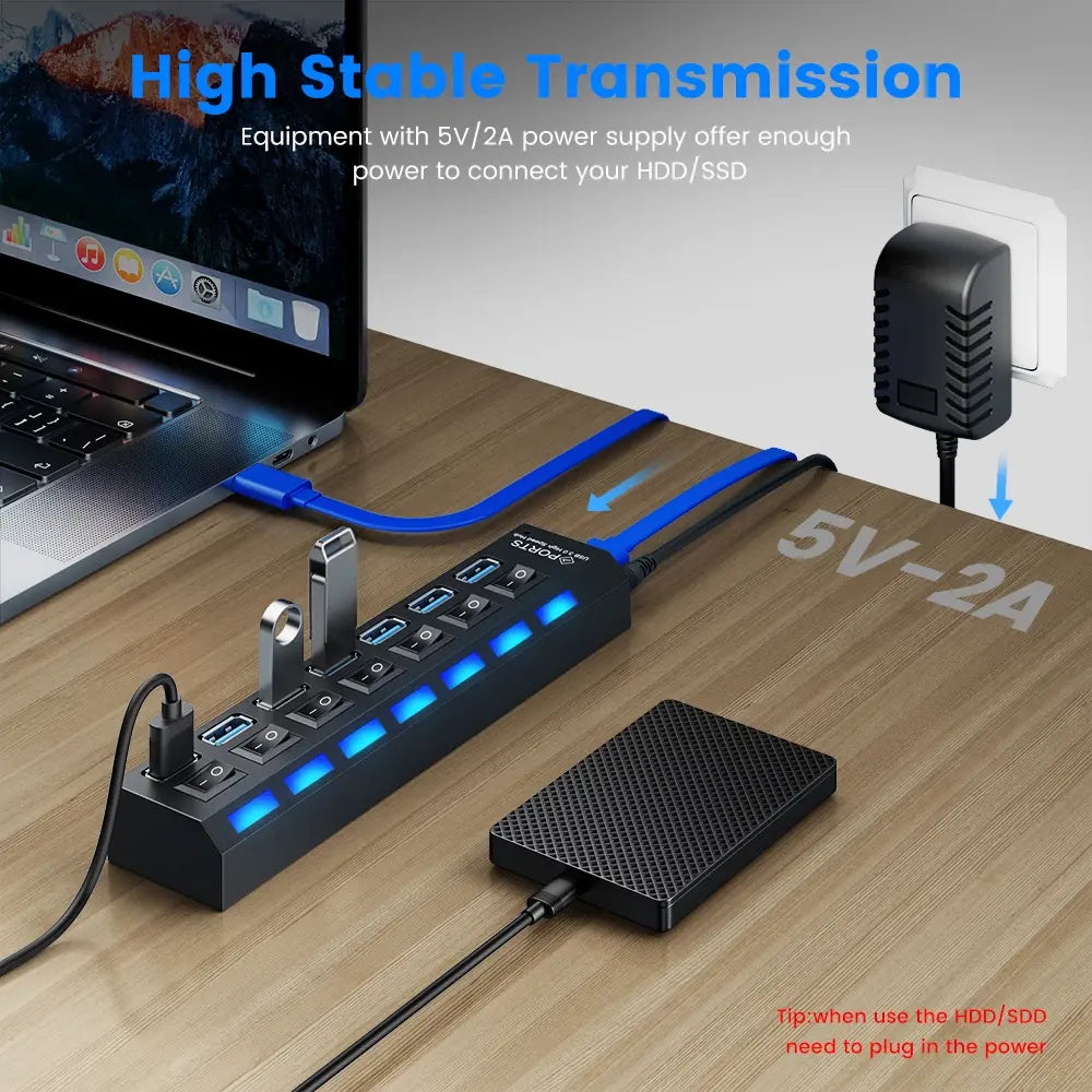 Hub USB Hub 3.0 Multi USB Splitter 4/7 Port Multiple Expander Lilac Milo