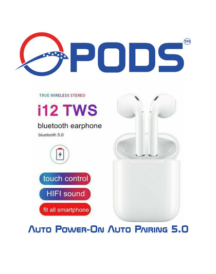 سماعات TWS i12 Bluetooth 5.0 متضمنة حافظة سيليكون مجانية