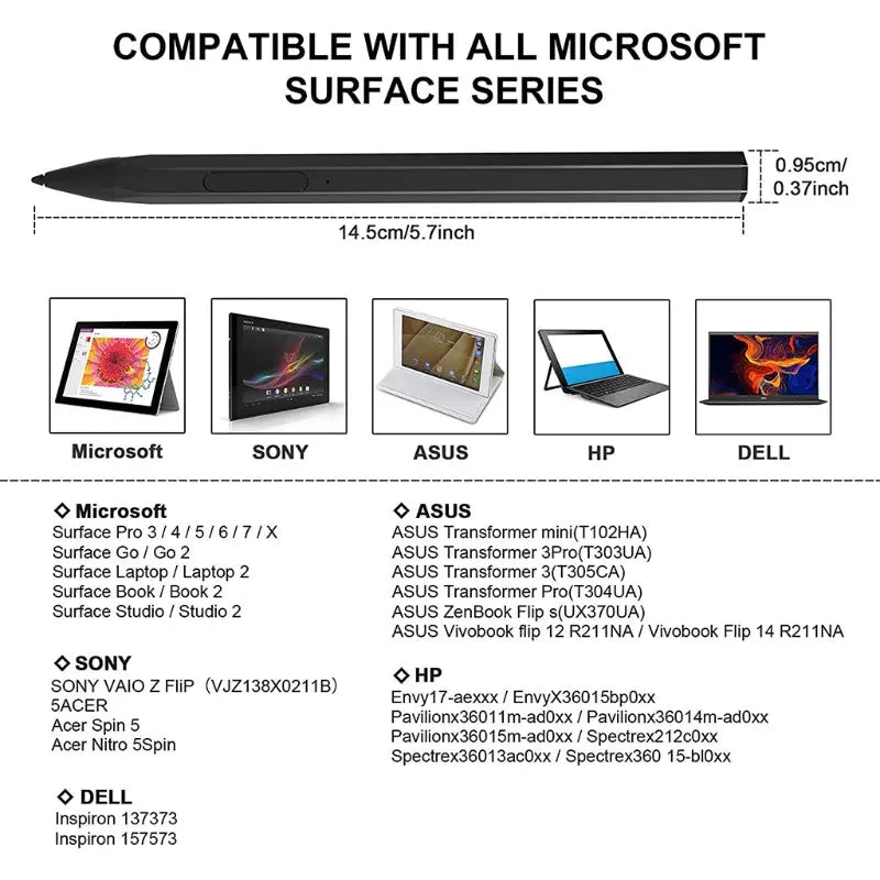 Stylus Pen 4096 Pressure  For Surface Pro 5 6 7 Go Book Laptop Teal Simba