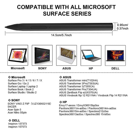 Stylus Pen 4096 Pressure  For Surface Pro 5 6 7 Go Book Laptop Teal Simba