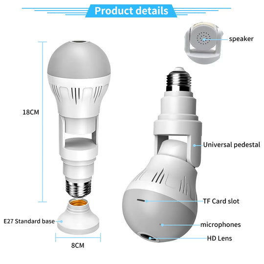 Night Vision 360 Wifi Panorama Camera Bulb - Shakefav.com