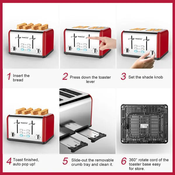 Stainless Steel Toaster Dual Control Panel for Baking Bread - Shakefav.com