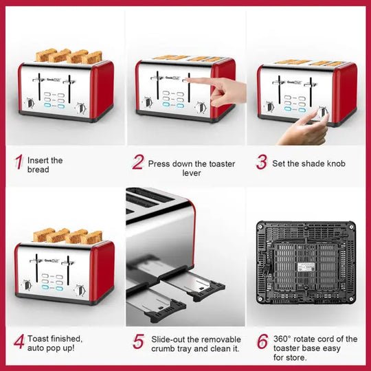 Stainless Steel Toaster Dual Control Panel for Baking Bread - Shakefav.com