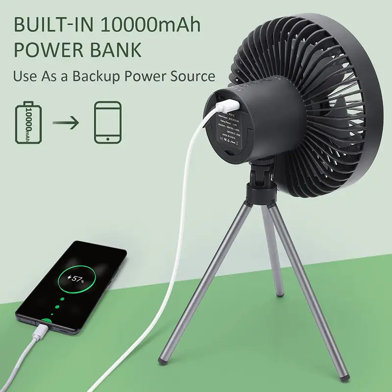 Portable Fan Outdoor Camping Tripod Desktop Fan With Led Light Lilac Milo