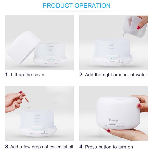 US Plug 500ML Color Cycling Aroma Diffuser with Remote Controller