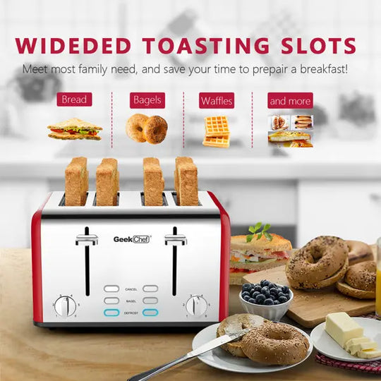 Stainless Steel Toaster Dual Control Panel for Baking Bread - Shakefav.com