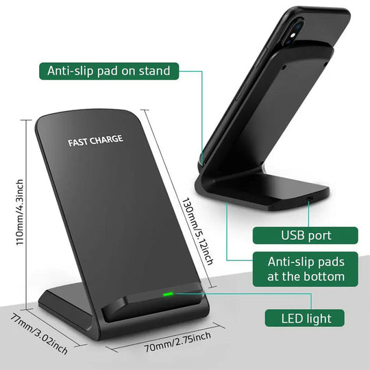 Fast Charging Vertical Wireless Charger Phone Desktop Stand Maroon Asteria