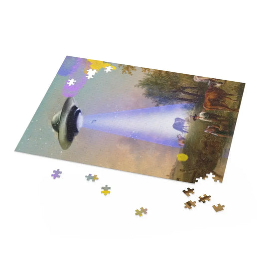 UFO Abducting Cow Jigsaw Puzzle 500-Piece - Shakefav.com