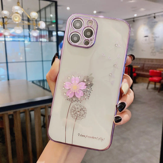 Luxury 3D Cute Flower Spin Stand Holder Phone Case Maroon Asteria