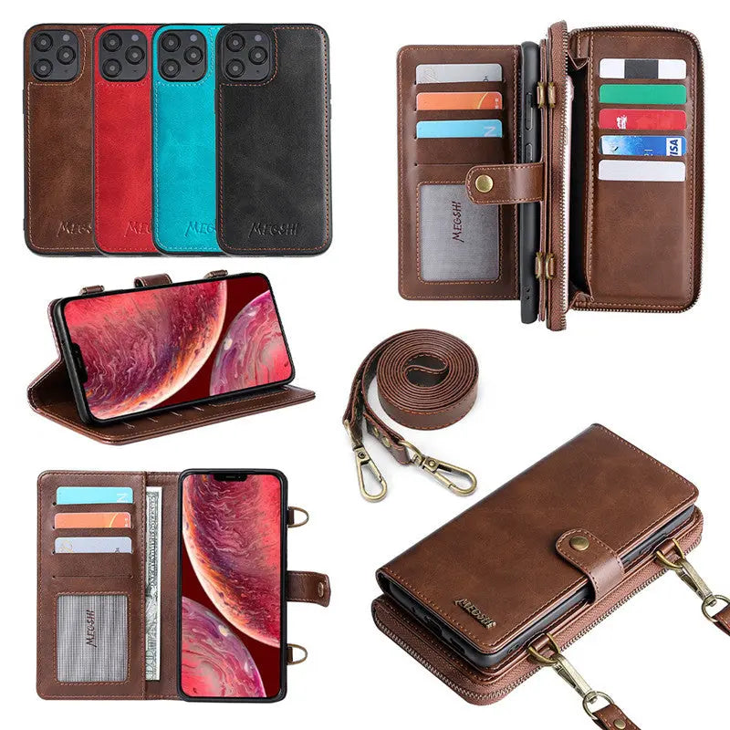 Compatible with Apple, Strong Adsorption Leather Phone Case Maroon Asteria