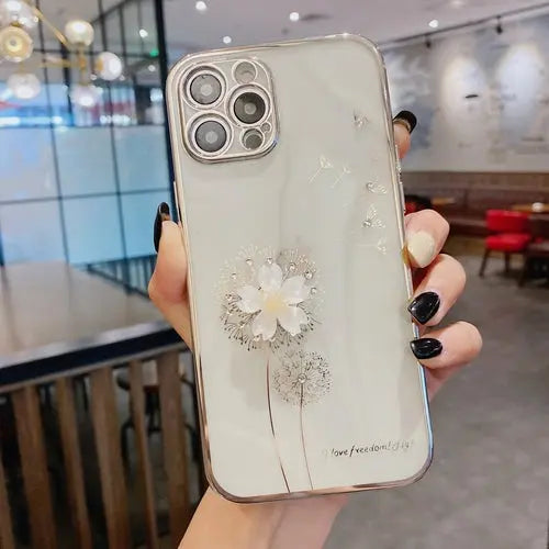 Luxury 3D Cute Flower Spin Stand Holder Phone Case Maroon Asteria