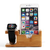 2 in 1 Bamboo Wood Charging Station Stand 3 USB for iPhone &