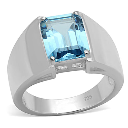 LOS742 - Silver 925 Sterling Silver Ring with Synthetic Spinel in Sea