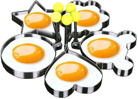 Stainless Steel 5 pc Egg and Pancake Mold Set - Shakefav.com