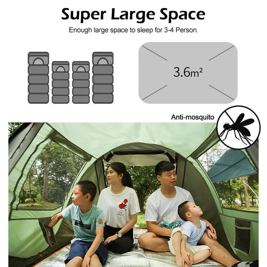 Large Capacity 4 to 5 Persons Automatic Pop Up Camping Tent - Shakefav.com