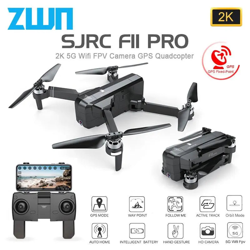 SJRC F11 PRO 2K HD Camera 5G WIFI FPV Foldable Drone, GPS Position - Shakefav.com