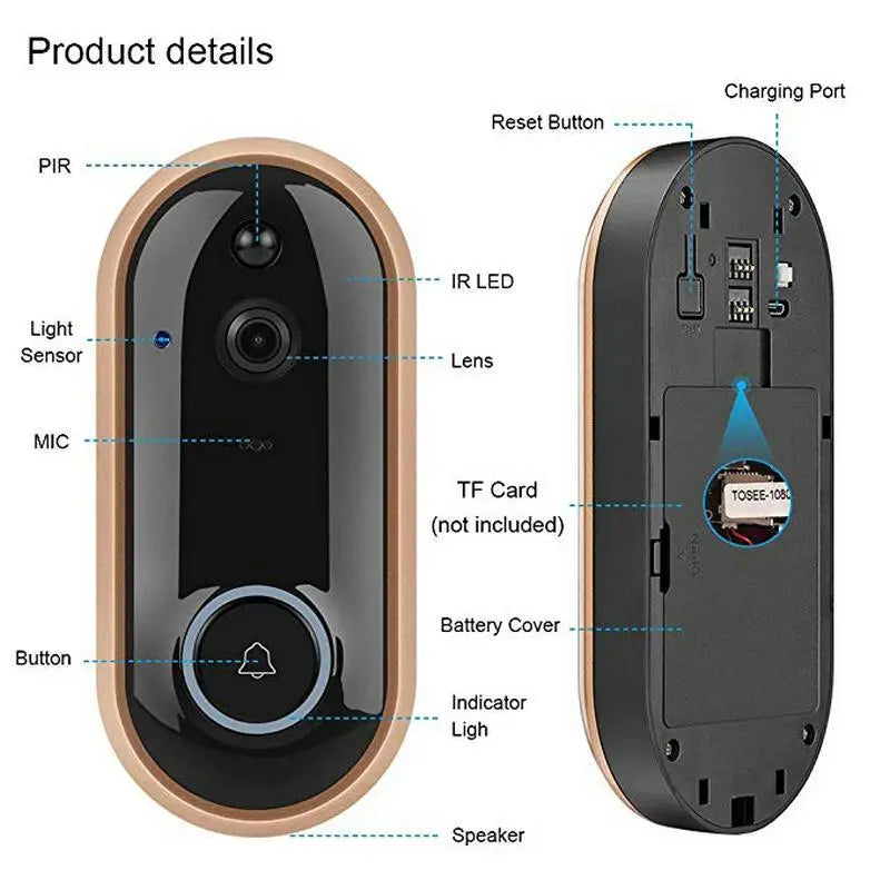 1080P Smart WIFI Doorbell Intercom Video Ring Door Bell With Camera IR - Shakefav.com