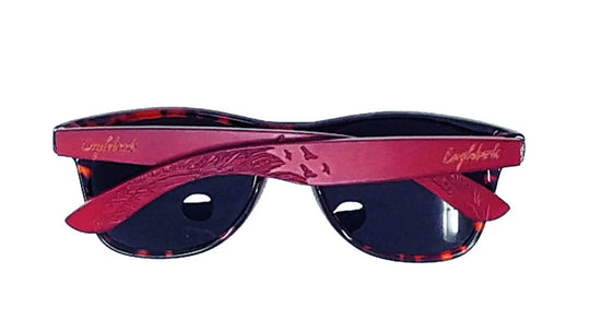 Red Bamboo Tortoise Framed Sunglasses With Wood Case, Artisan Engraved - Shakefav.com